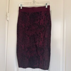 NWT Express Knit Maroon and Black Pencil Skirt Size S